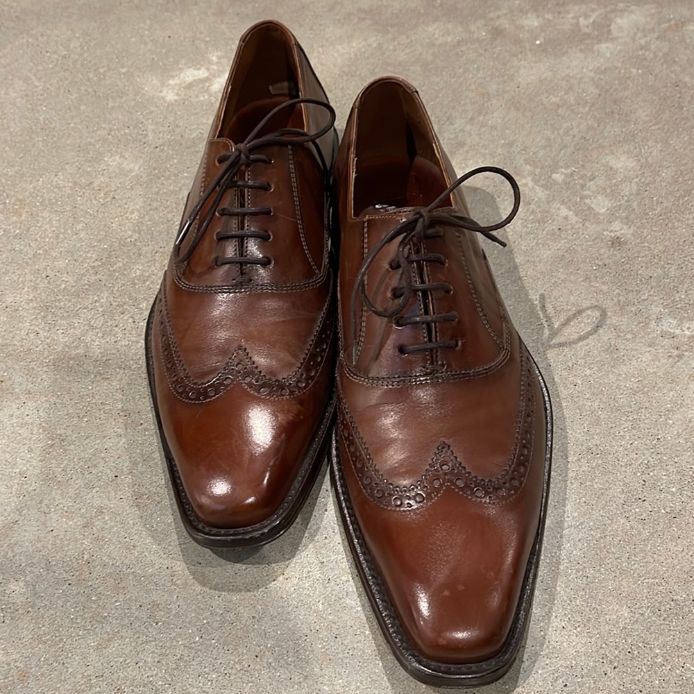 Lloyd Men’s Cognac Wingtip Shoe, Size 9.5